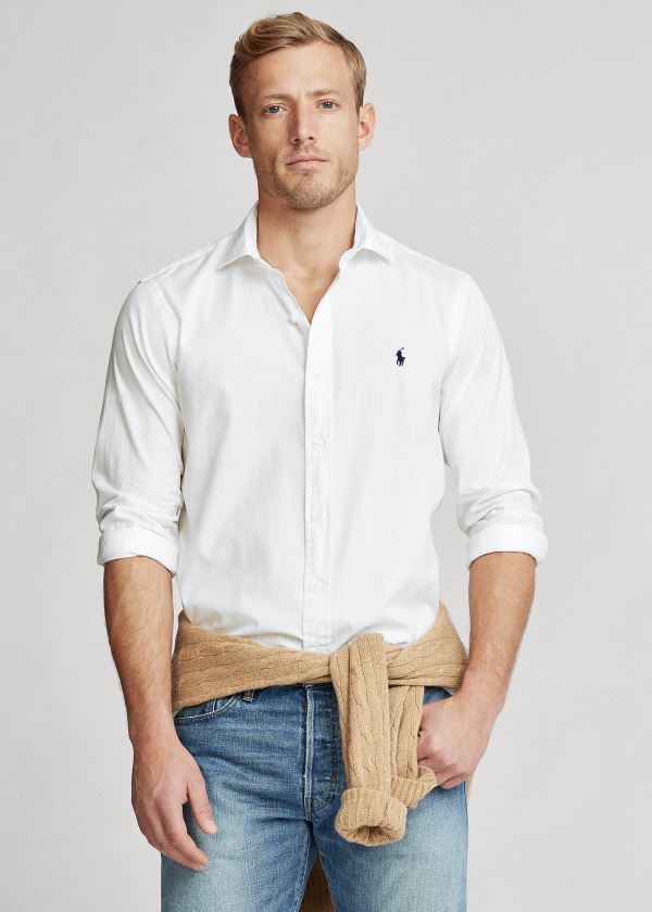 Camisa Polo Ralph Lauren Hombre Blancos - Classic Fit Twill - SIAYX0197